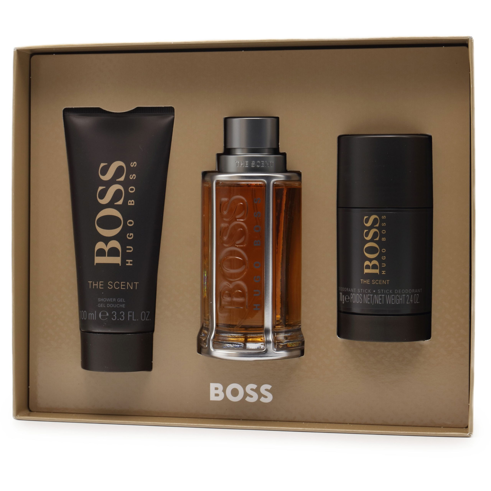 Hugo Boss Hugo Boss Boss The Scent For Man zestaw woda toaletowa spray 100ml + żel pod prysznic 100ml + dezodorant sztyft 75ml -SM (3616304957666)